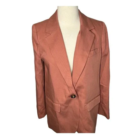 Madewell $178 The Larsen Blazer in Drapeweave Dried Rose Size XXS NJ732 - Picture 4 of 7